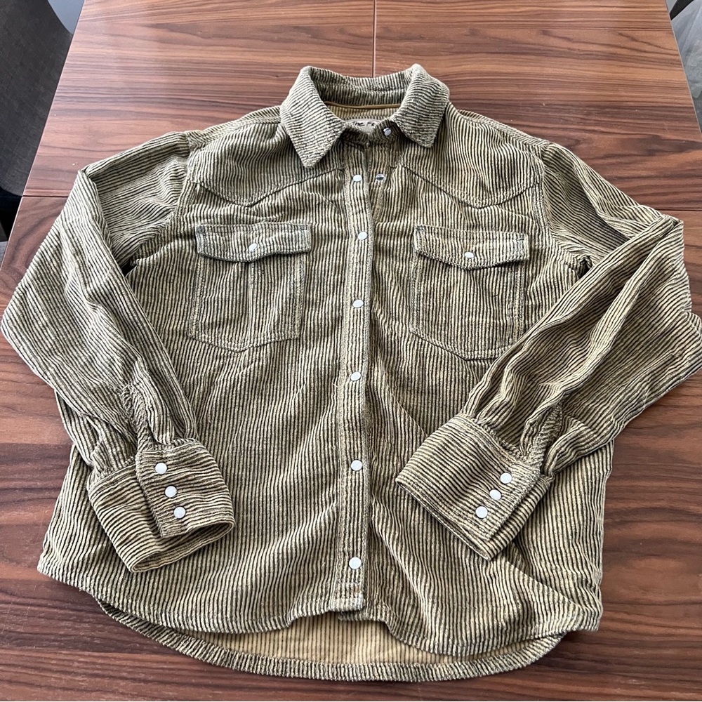 We The Free Olive Button Down Shirt